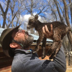 Shepherd with lamb