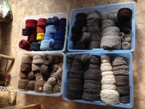 Natural, and dyed wool yarn